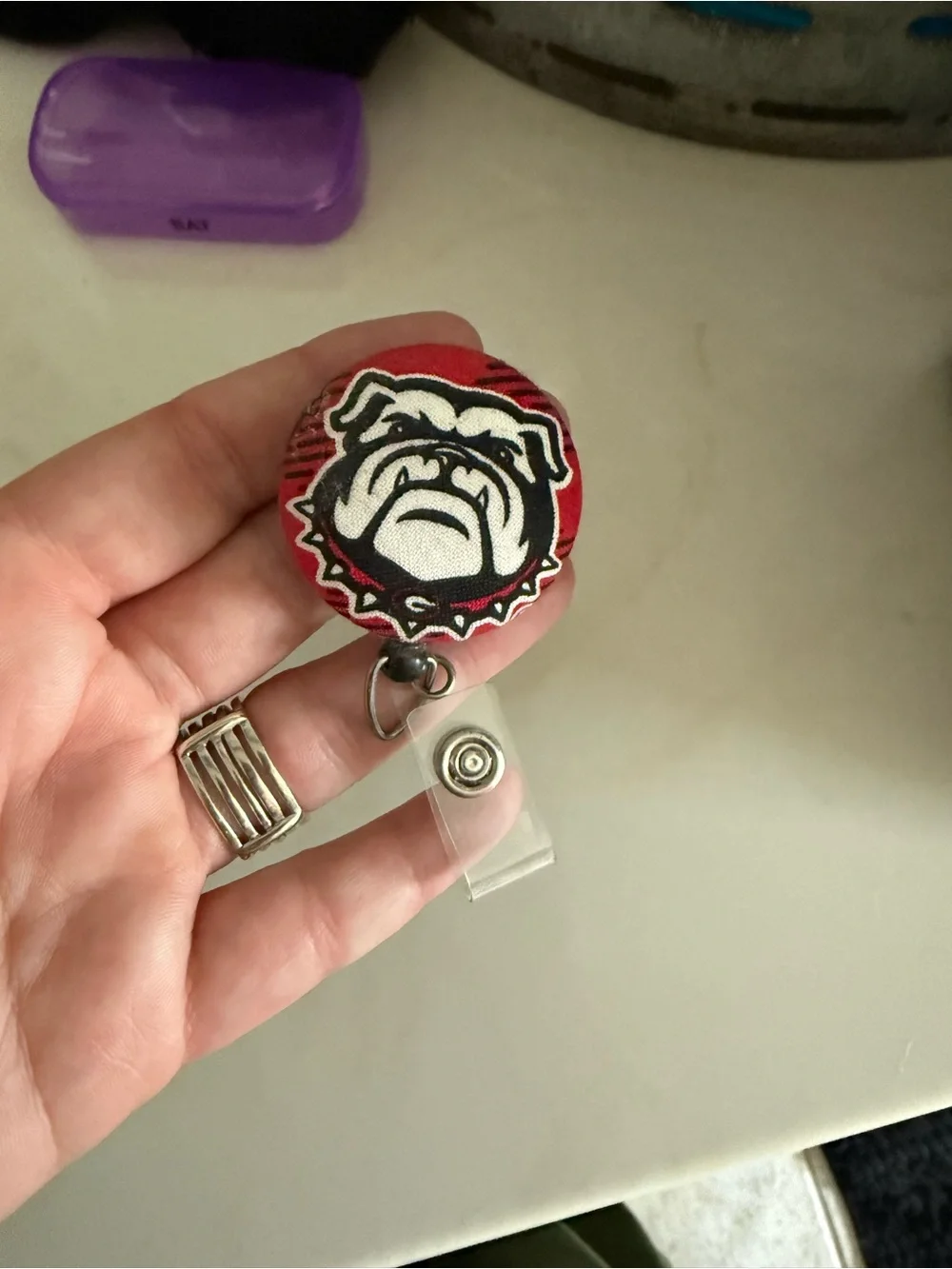 Georgia Bulldogs Badge Reel Retractable ID Holder